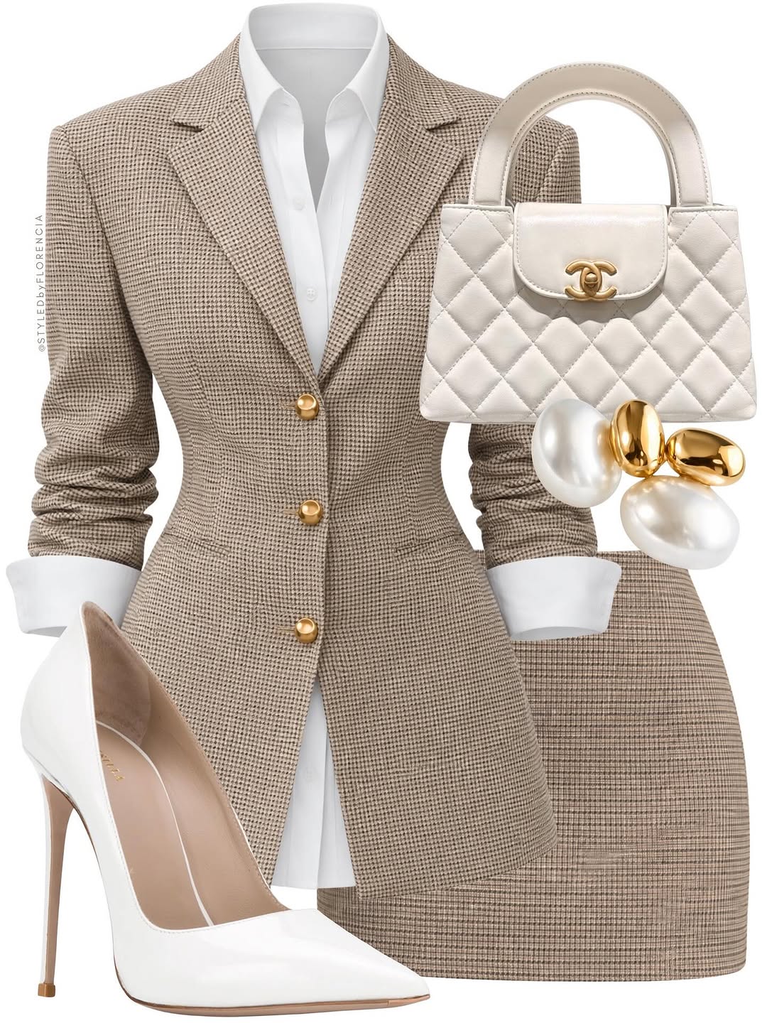 正装面料 X型 翻驳领 中长袖 基础袖 满印&循环 格纹/菱格 沙漠灰褐色 灯芯草雀 纯粹的幸福 基础扣饰  - VALI鞋履AI设计主图