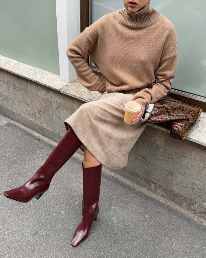 毛纺 立领 中长袖 基础袖 细针 朗姆酒焦糖 茶褐色 枫糖色 淑女 