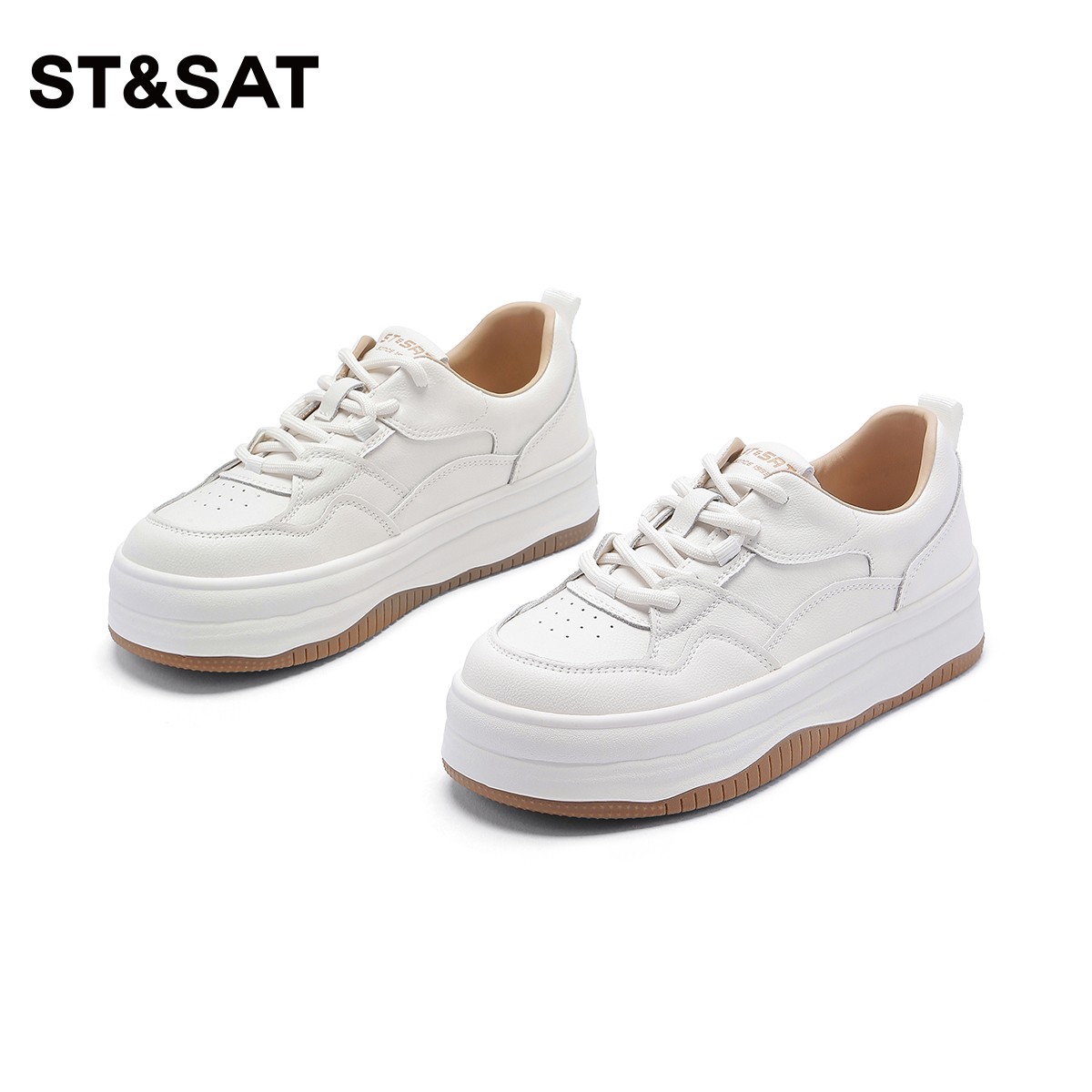 St&Sat/星期六2023春季新款简约拼色溶解底系带休闲鞋SS31112B07主图