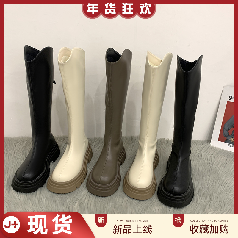 贾不假-时装靴现货2023冬加绒舒适显腿长保暖显瘦时尚潮流长筒靴主图