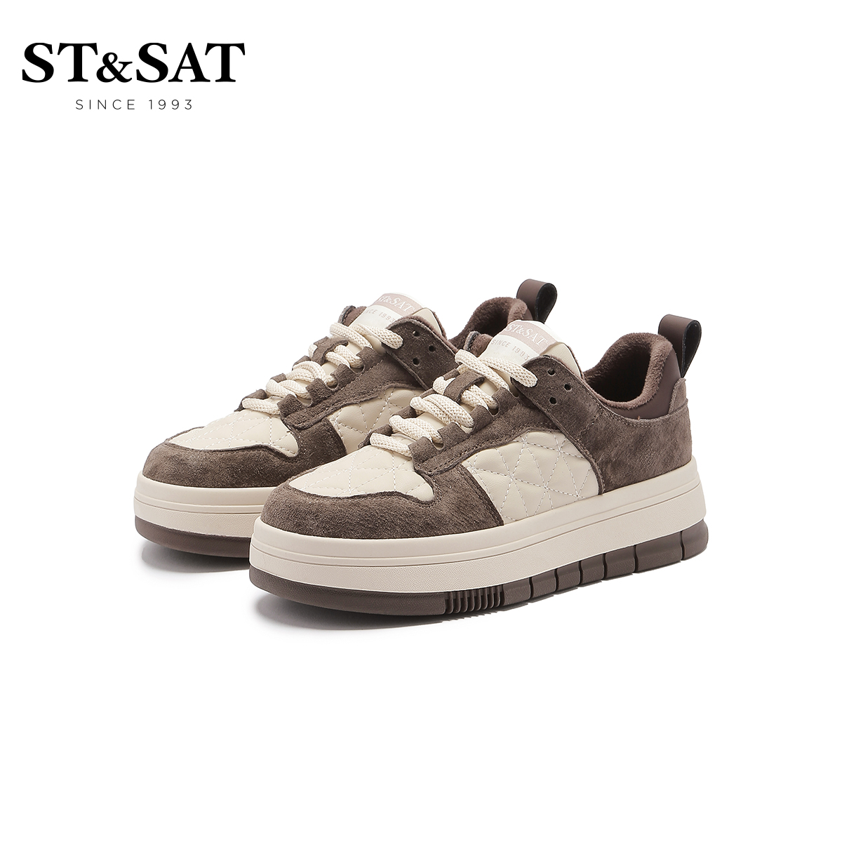 St&Sat/星期六新款学院风拼色双层底系带休闲鞋SS2411201U主图