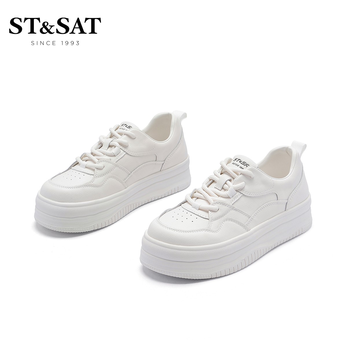 St&Sat/星期六2023新款简约ins风拼色溶解底系带休闲鞋SS31112B07主图