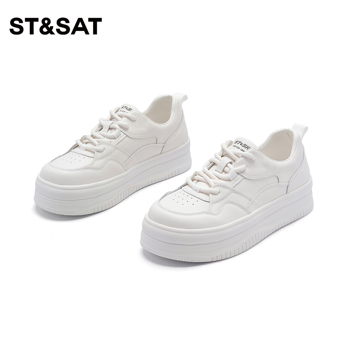 St&Sat/星期六2023春季新款简约拼色溶解底系带休闲鞋SS31112B07主图