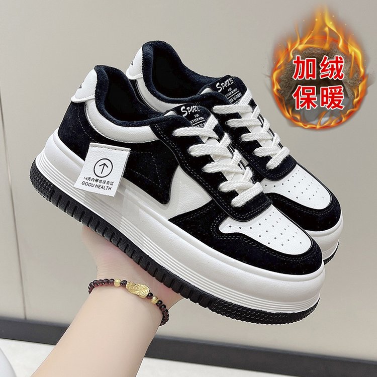 1606熊猫拼色厚底加绒加厚休闲鞋【ym】主图