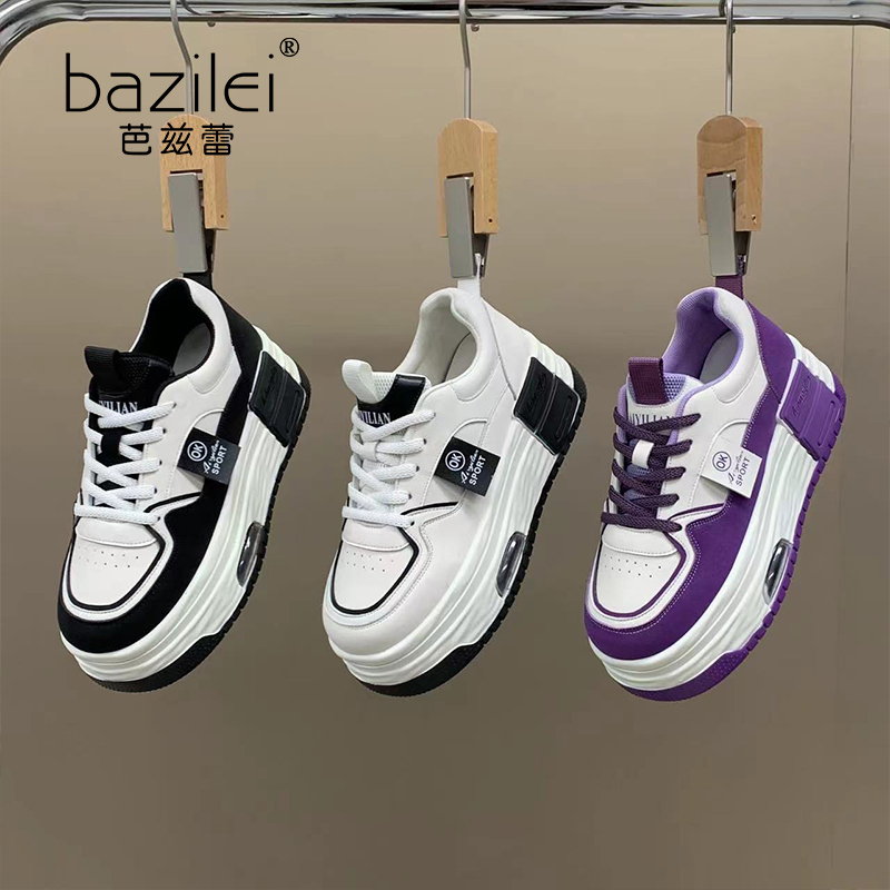 【BZL】韩版增高拼色板鞋2023初春时尚百搭ins溶解底增高运动女鞋主图
