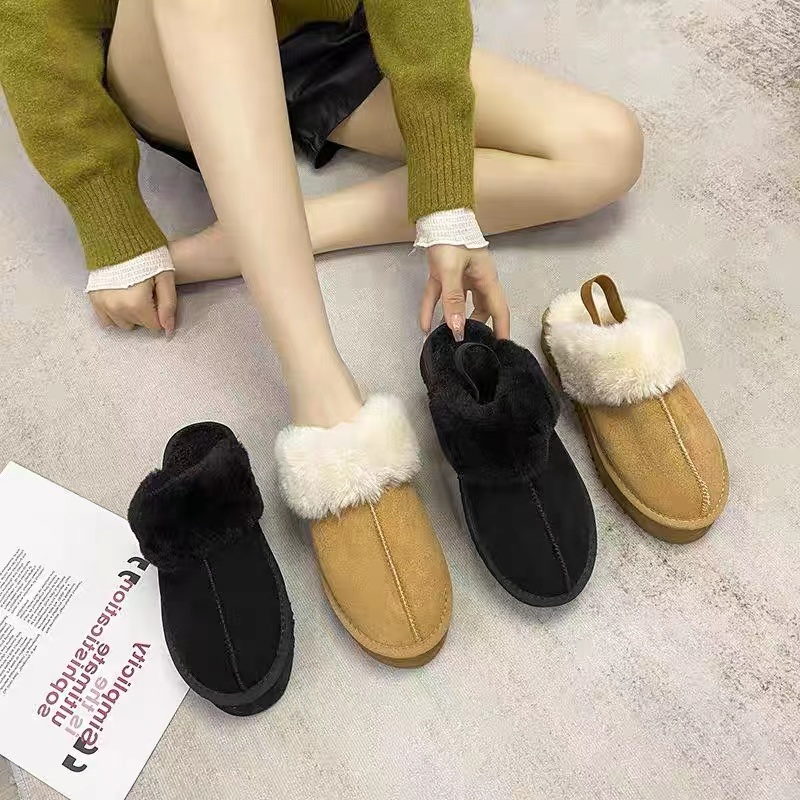 21004居家保暖时尚休闲加绒拖鞋皮毛一体包头女冬季主图