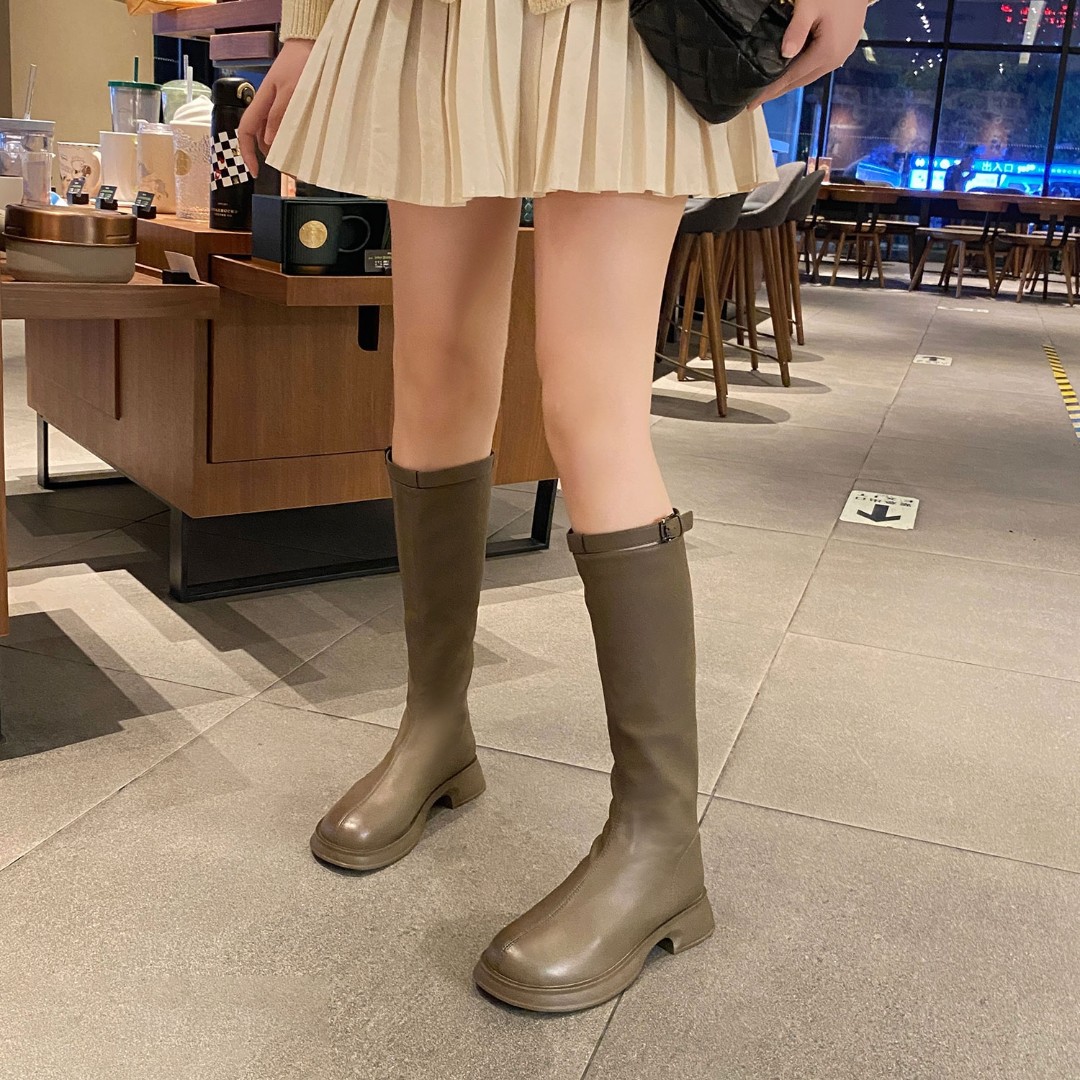 辉丽 新款厚底加绒秋冬季时尚休闲百搭中跟不过膝长筒靴女22-753主图