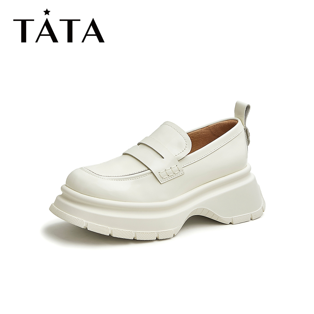 Tata/他她2023春商场同款时尚百搭厚底纯色乐福鞋女新款7XE20AM3主图