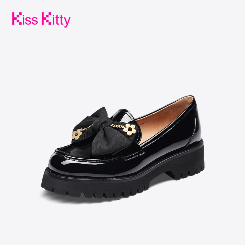 【丫头粉丝专享】Kiss Kitty新款英伦蝴蝶结厚底乐福鞋SA32209-36主图