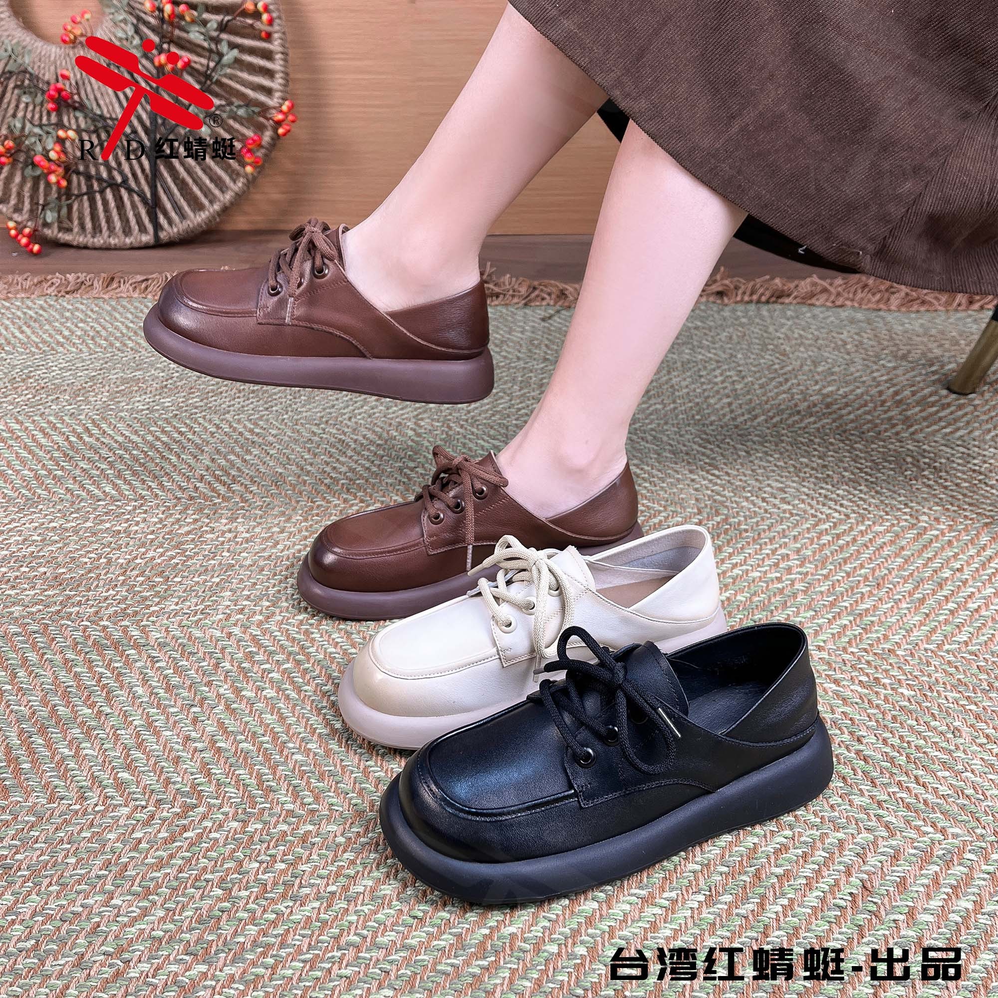 9113名坊复古真皮女鞋单鞋原创手工舒适休闲百搭平底单鞋圆头皮鞋主图