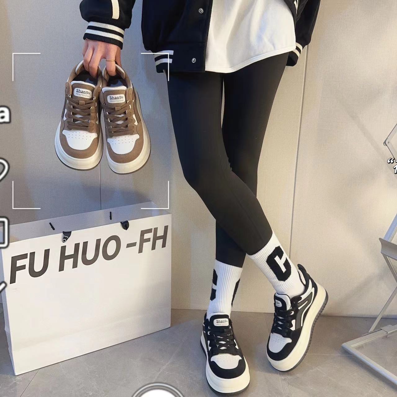 港风潮牌松糕底内里加厚系带面包板鞋 6689 x主图