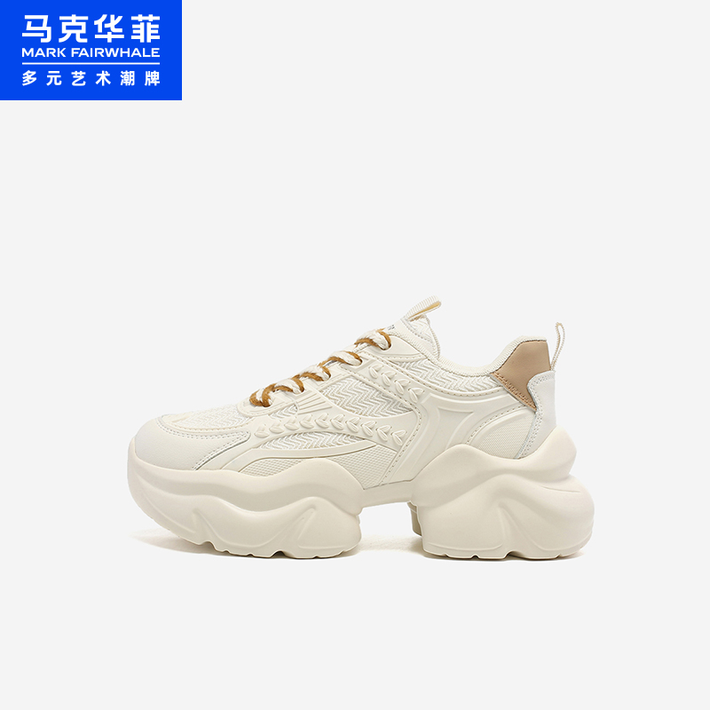 马克华菲春季新款老爹鞋女鞋时尚厚底休闲鞋系带百搭潮鞋女运动鞋主图