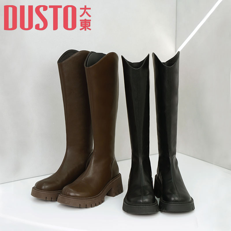 DUSTO/大东骑士靴女鞋秋冬新款长筒靴子显瘦潮流粗跟长筒靴D0663主图