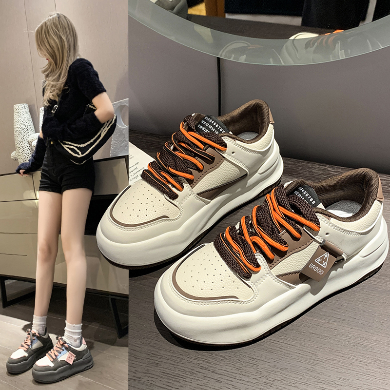 洋洋轻奢~2023春夏新款爆款厚底小白鞋女增高板鞋百搭休闲运动鞋主图