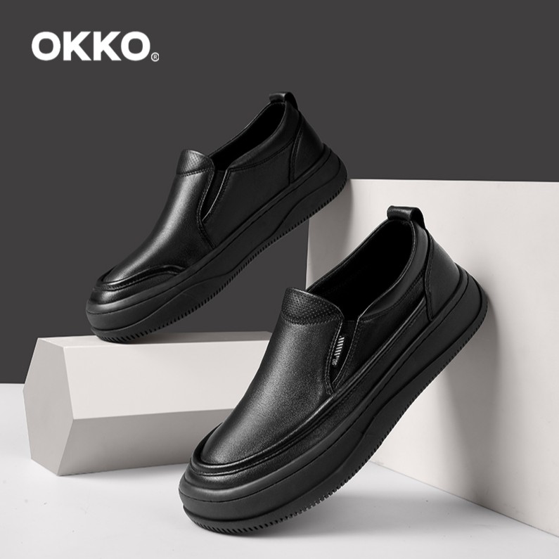 OKKO【专柜同步在售】春季新款防滑软底真皮一脚蹬商务休闲鞋8603主图