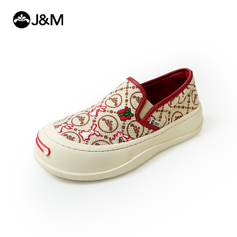 J&M/快乐玛丽2023年春季新款兔子系列老花纹印花休闲鞋帆布87518W主图