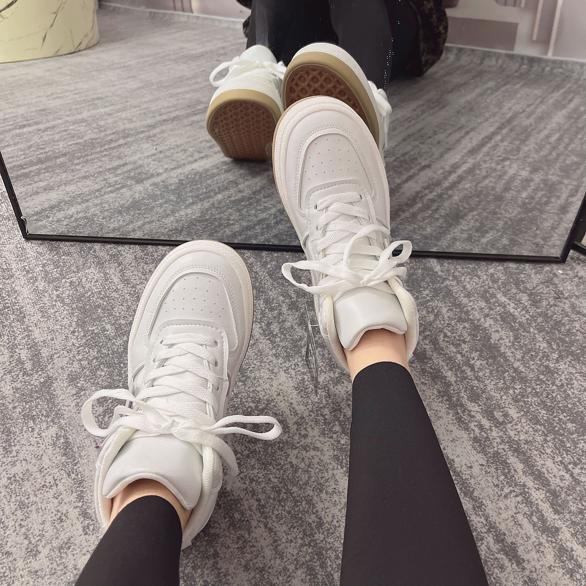 【F-526】小白白 高帮板鞋女ins潮百搭减龄运动鞋板鞋主图