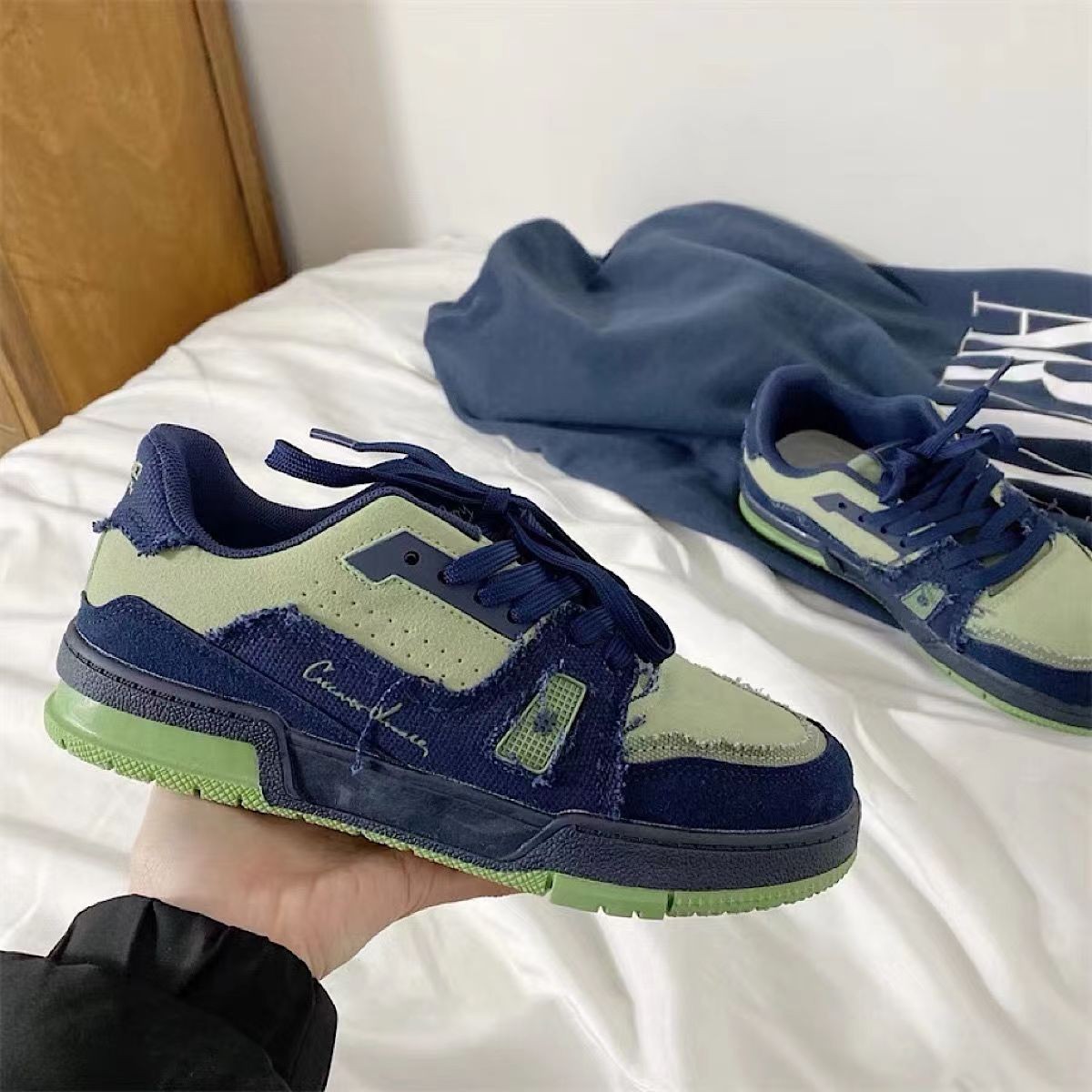 春季新款女舒适百搭潮流拼色休闲板鞋 6008//温主图