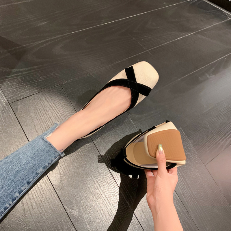 【咩咩专属】尤金佳人~方头法式蝴蝶结浅口芭蕾单鞋女E23C279A主图