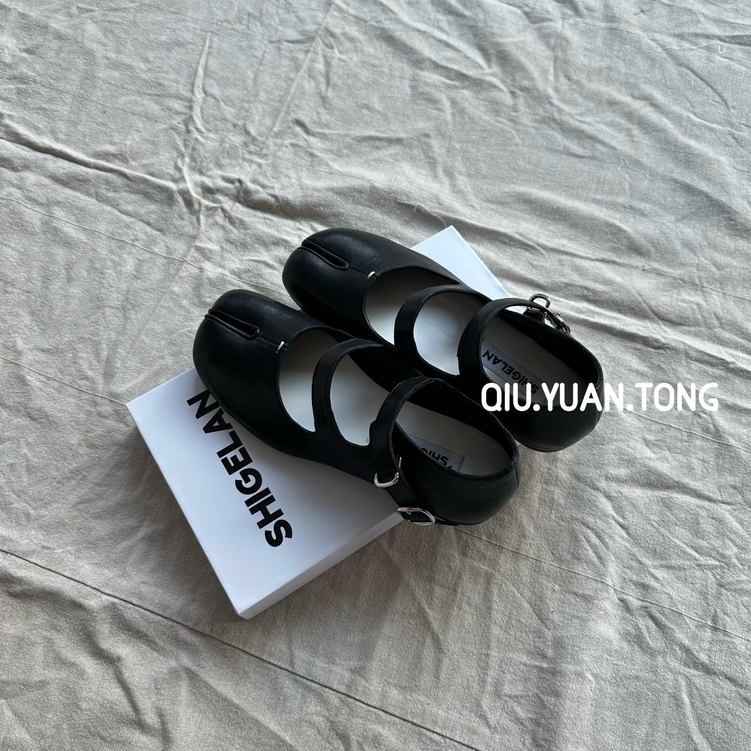 诗歌兰//黑色分趾双扣单鞋6008-2/马蹄鞋玛丽珍芭蕾平底鞋/XZ6008主图