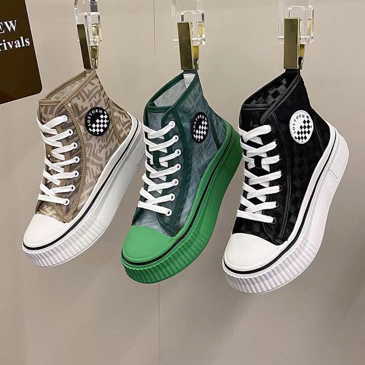 【木子新品】高帮鞋女网纱透气松糕厚底时尚百搭休闲鞋99053主图