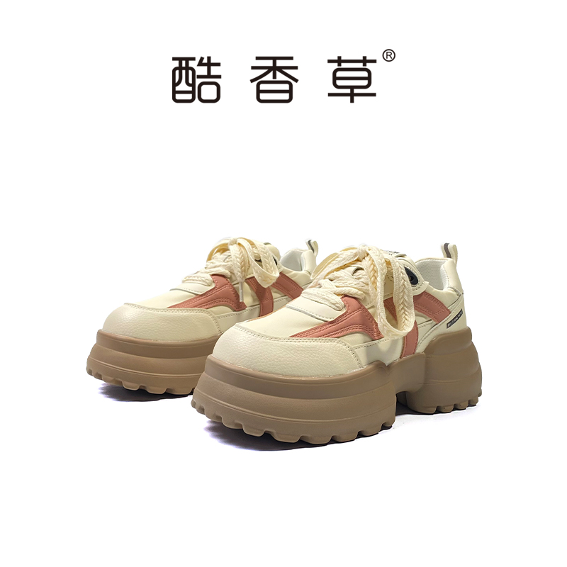 运动鞋女2023春季新款学生厚底松糕鞋韩版时尚百搭拼色休闲老爹鞋主图