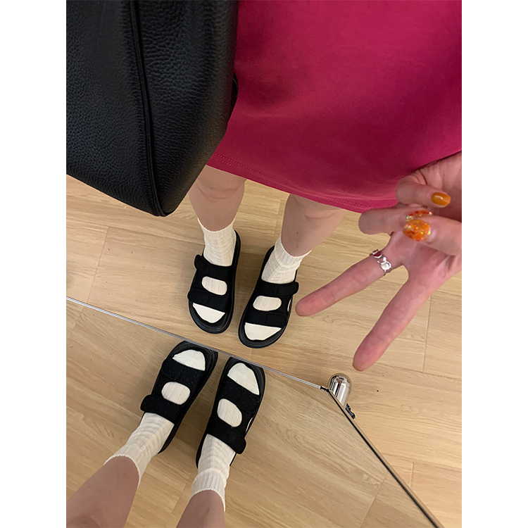 【花花菜】2023夏季新品时尚气质款外穿休闲百搭厚底增高拖鞋女主图