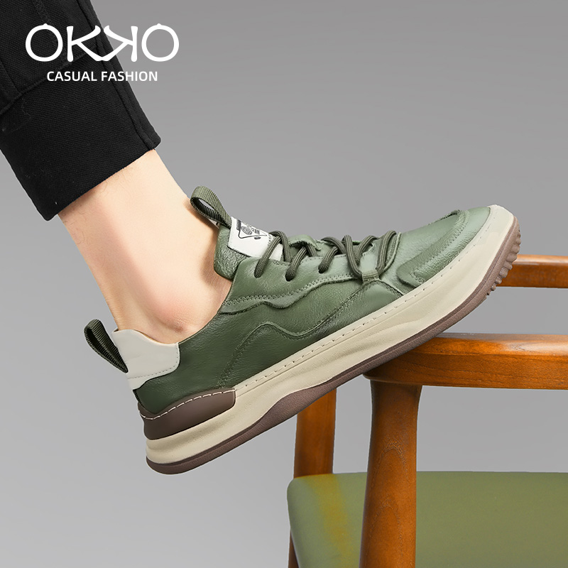 OKKO【专柜同步在售】新款男士鞋子潮流百搭休闲头层皮男鞋8607主图