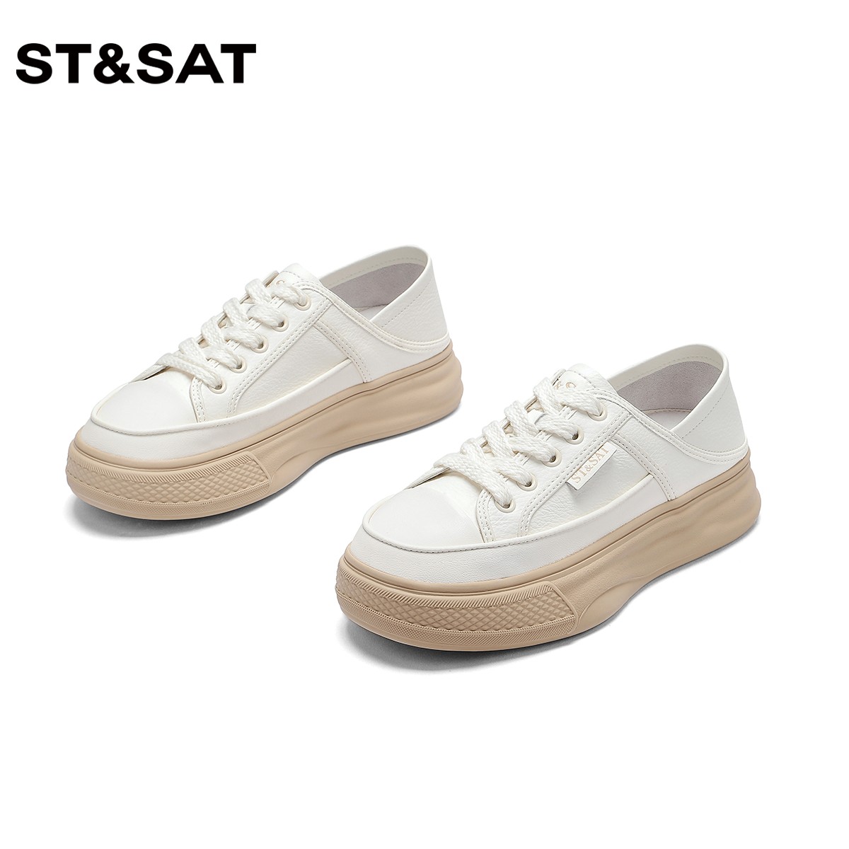 St&Sat/星期六时尚休闲舒适圆头23新款百搭系带小白鞋SS31112B31主图