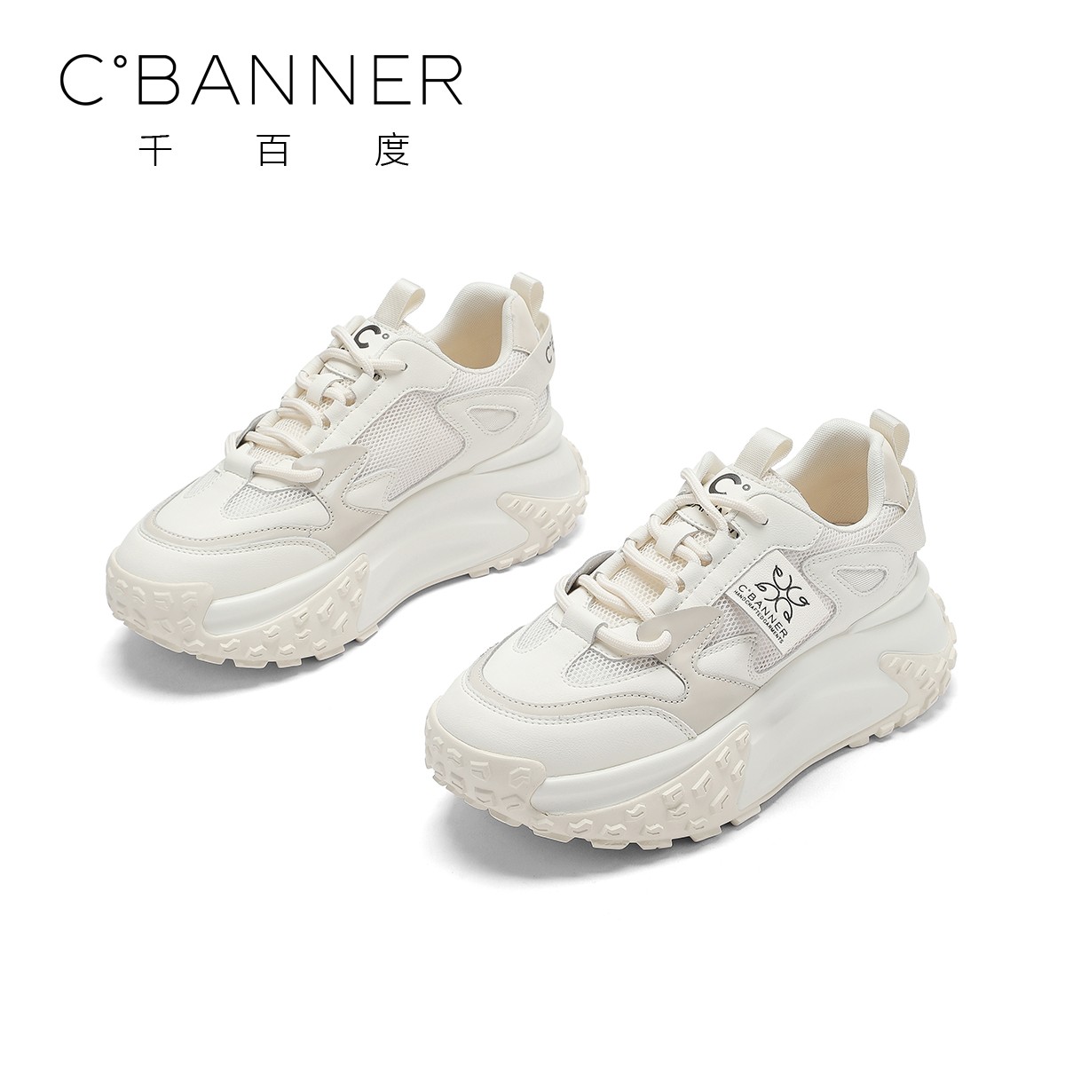 C.BANNER/千百度运动休闲2023新款厚底圆头透气休闲女鞋QC932615主图