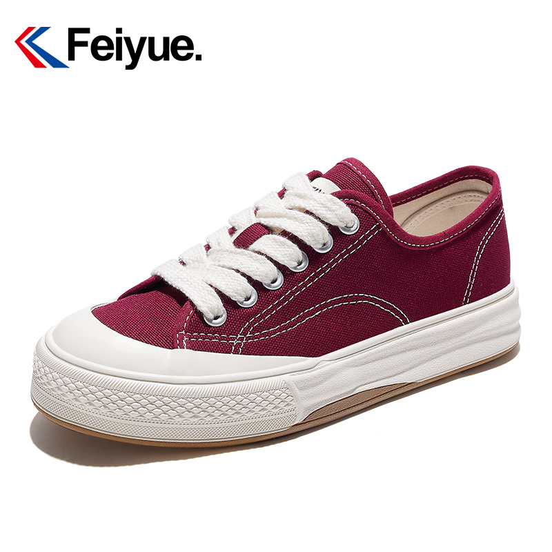 【潮流男装】feiyue/飞跃帆布鞋男女百搭厚底舒适板鞋酒红ins爆款主图