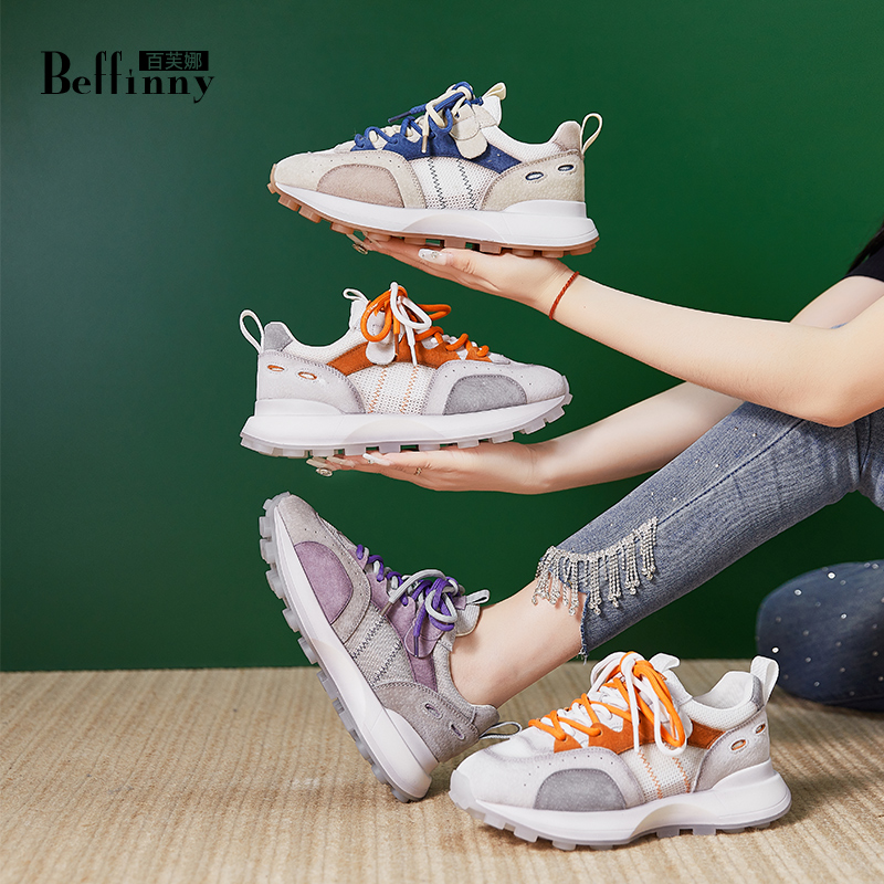 Beffinny/百芙娜3208-15运动鞋女2023新夏季网面老爹鞋百搭休闲鞋主图