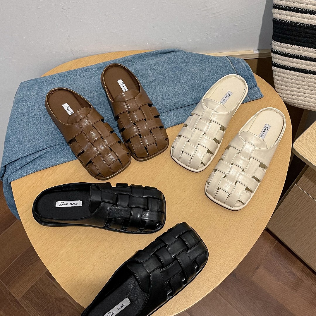 【小江】办公室休闲拖鞋女夏季外穿编织猪笼鞋包头拖鞋网红百搭主图