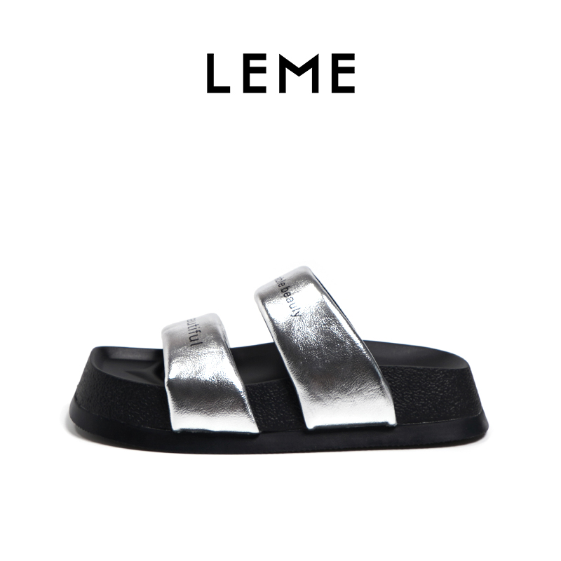 LEME2023夏季新款女款拖鞋凉鞋时尚女士黑色经典一字型主图