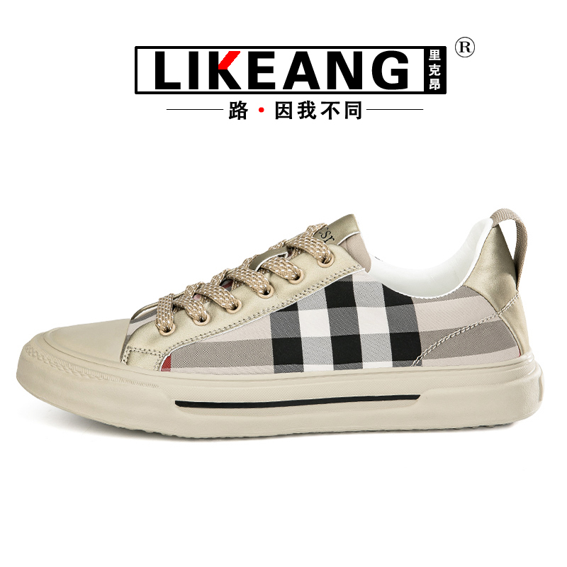 【LIKEANG】2023夏季新款意式轻奢男鞋 经典刺绣板鞋运动透气潮鞋主图