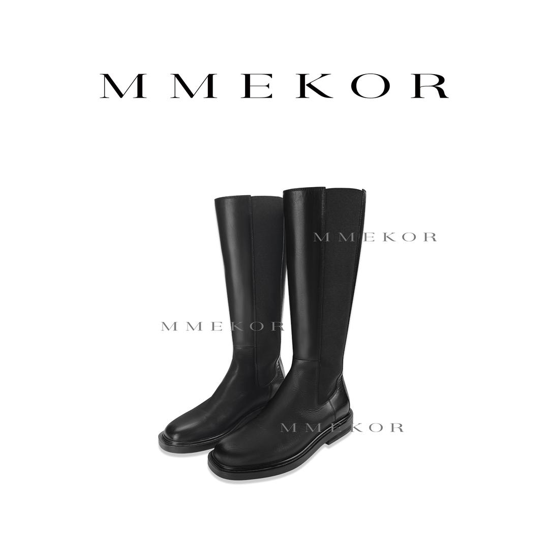 MMEKOR 法式英伦风粗跟长筒靴 25261 方头拉链时尚经典长筒靴主图