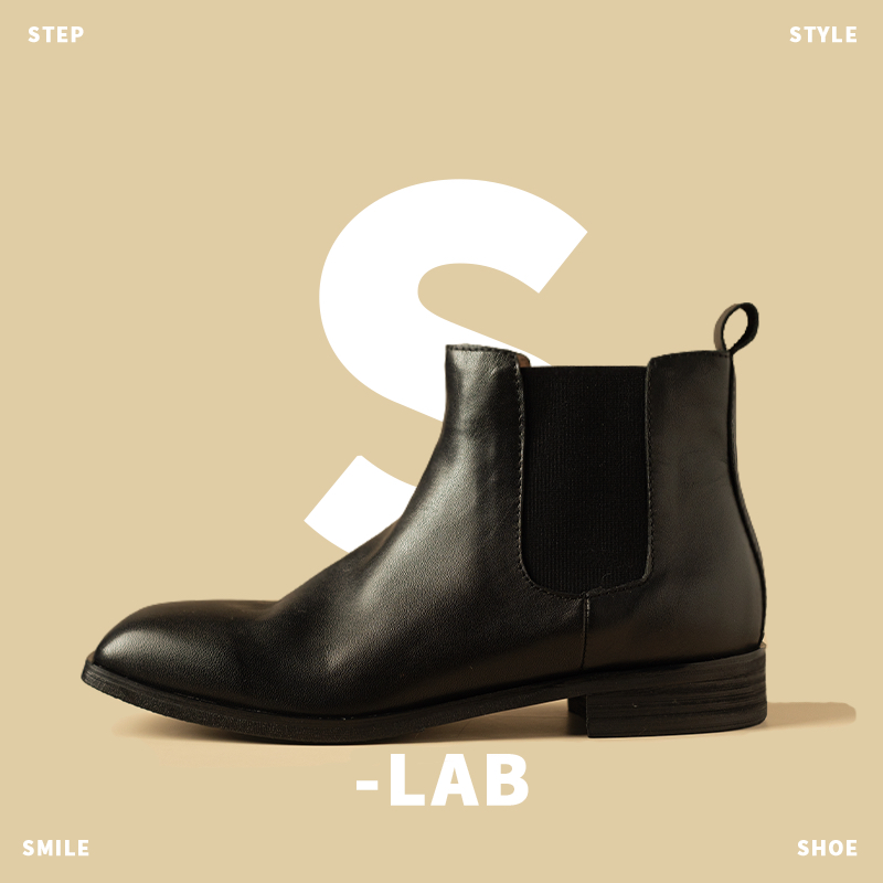 S-Lab｜2023气质复古秋冬牛皮短靴时尚百搭英伦风简约切尔西靴主图