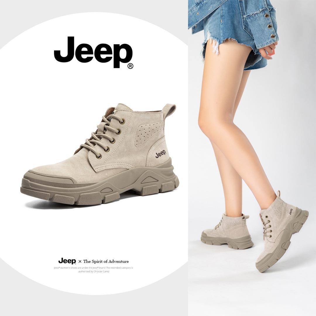 JEEP/吉普厚底短靴女文艺复古休闲马丁靴英伦风高帮百搭潮流靴主图