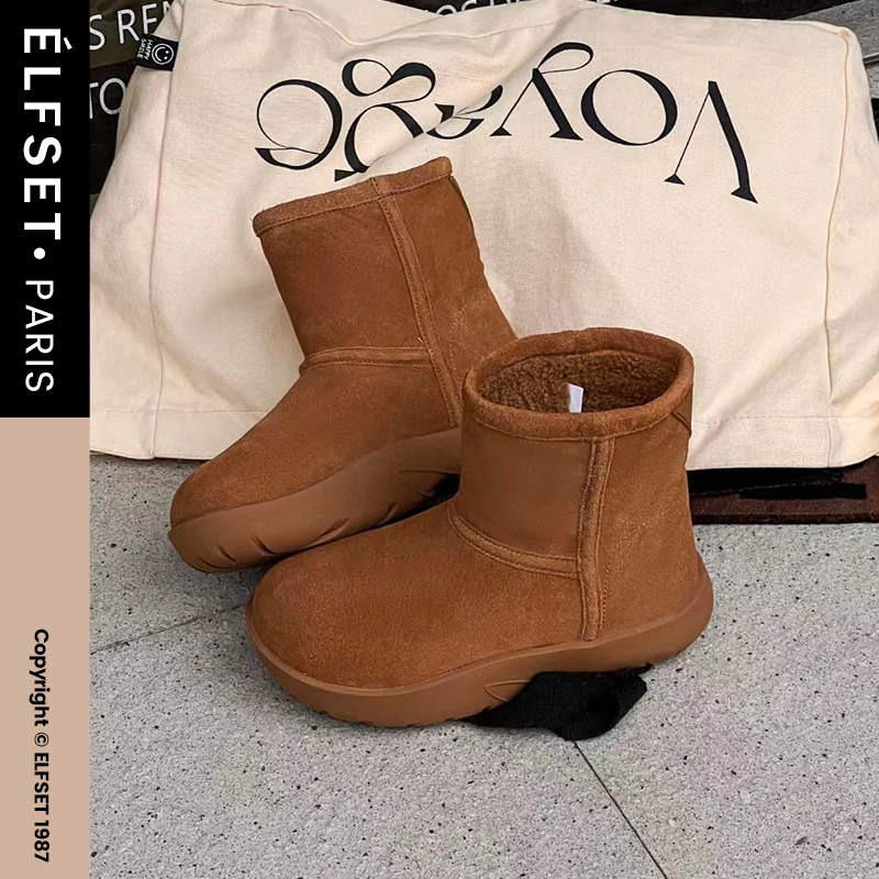 ÉLFSET | 2023秋冬新品焦糖美拉德小羊羔毛雪地靴厚实暖和-ESJ主图