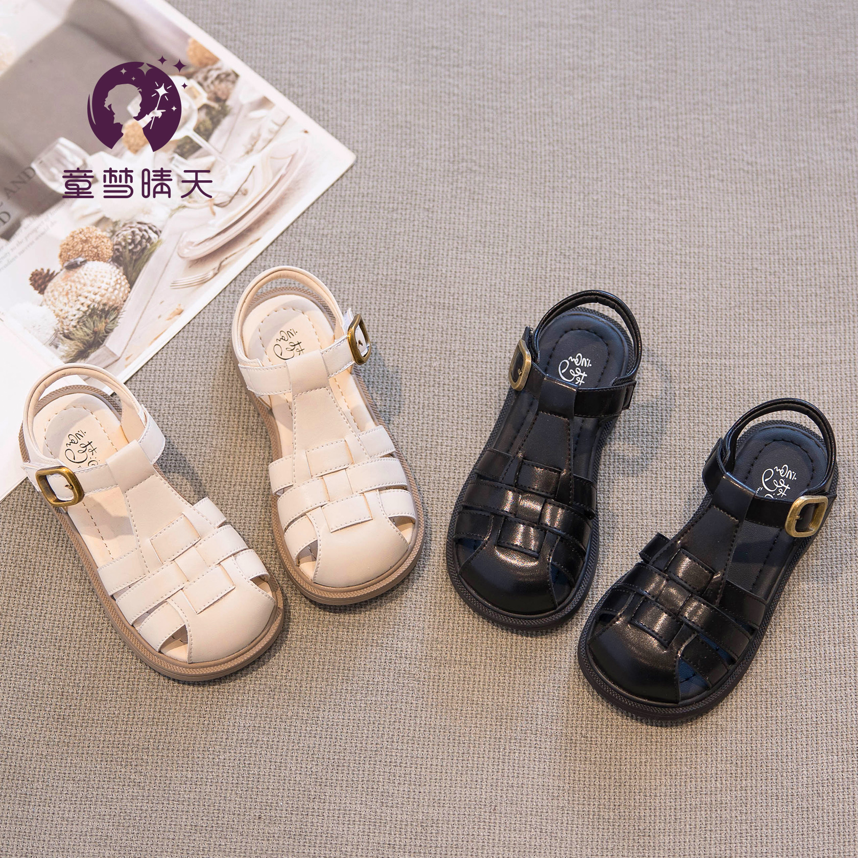 女童凉鞋2024新款爆款女宝宝罗马鞋子夏款儿童小女孩包头夏季公主主图