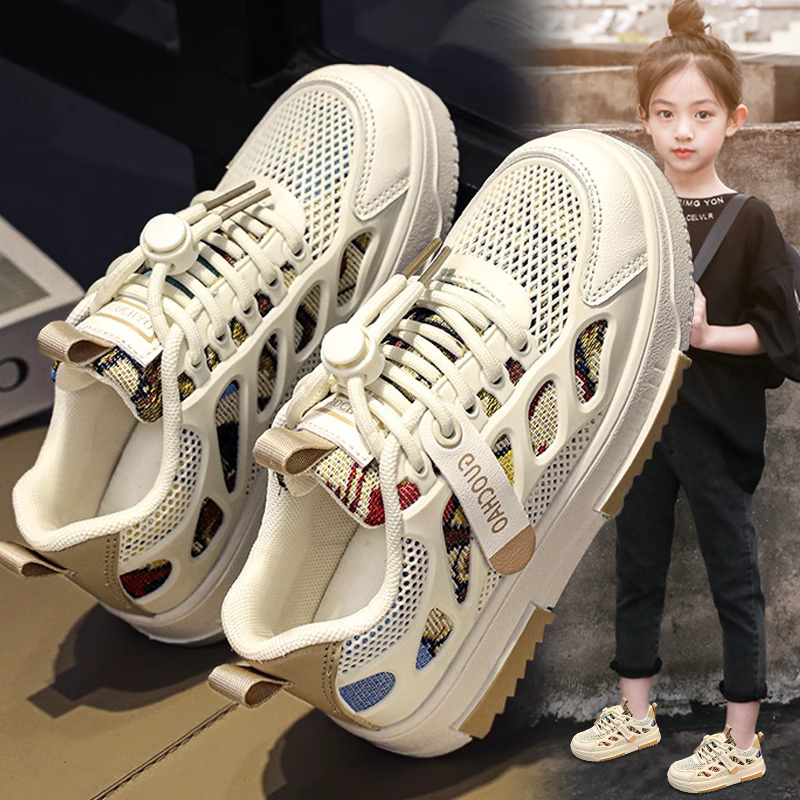 女童鞋子2024新款夏季儿童运动鞋女孩板鞋中大童网面透气夏款网鞋主图