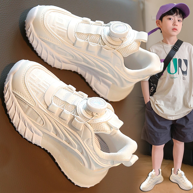 童鞋男童小白鞋2024夏季新款儿童透气运动老爹鞋中大童网面小学生主图