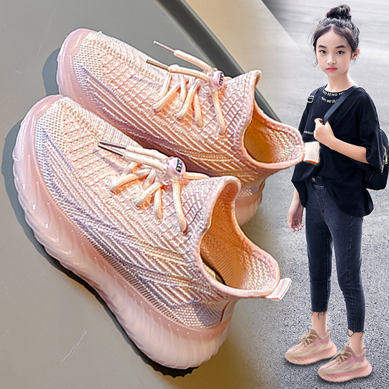 儿童椰子鞋一脚蹬女童鞋子夏季2024新款中大童网面软底运动鞋女孩主图