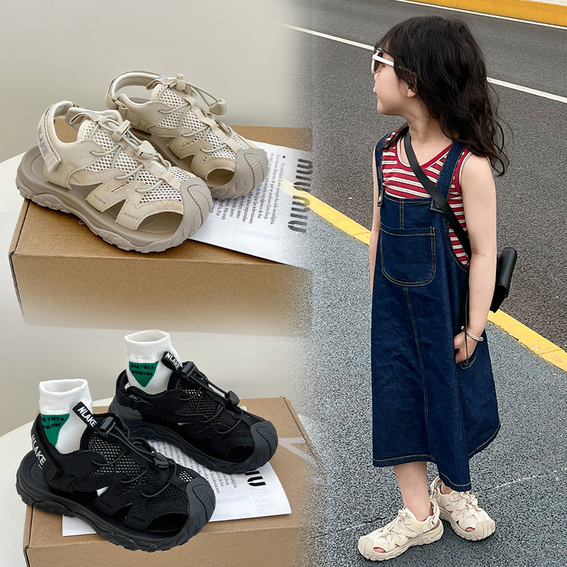 女童包头凉鞋2024夏季新款儿童运动鞋软底宝宝休闲男童沙滩网面鞋主图