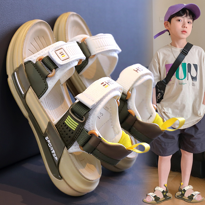 儿童凉鞋男童2024新款夏季男孩软底运动凉拖沙滩鞋中大童潮牌帅气主图