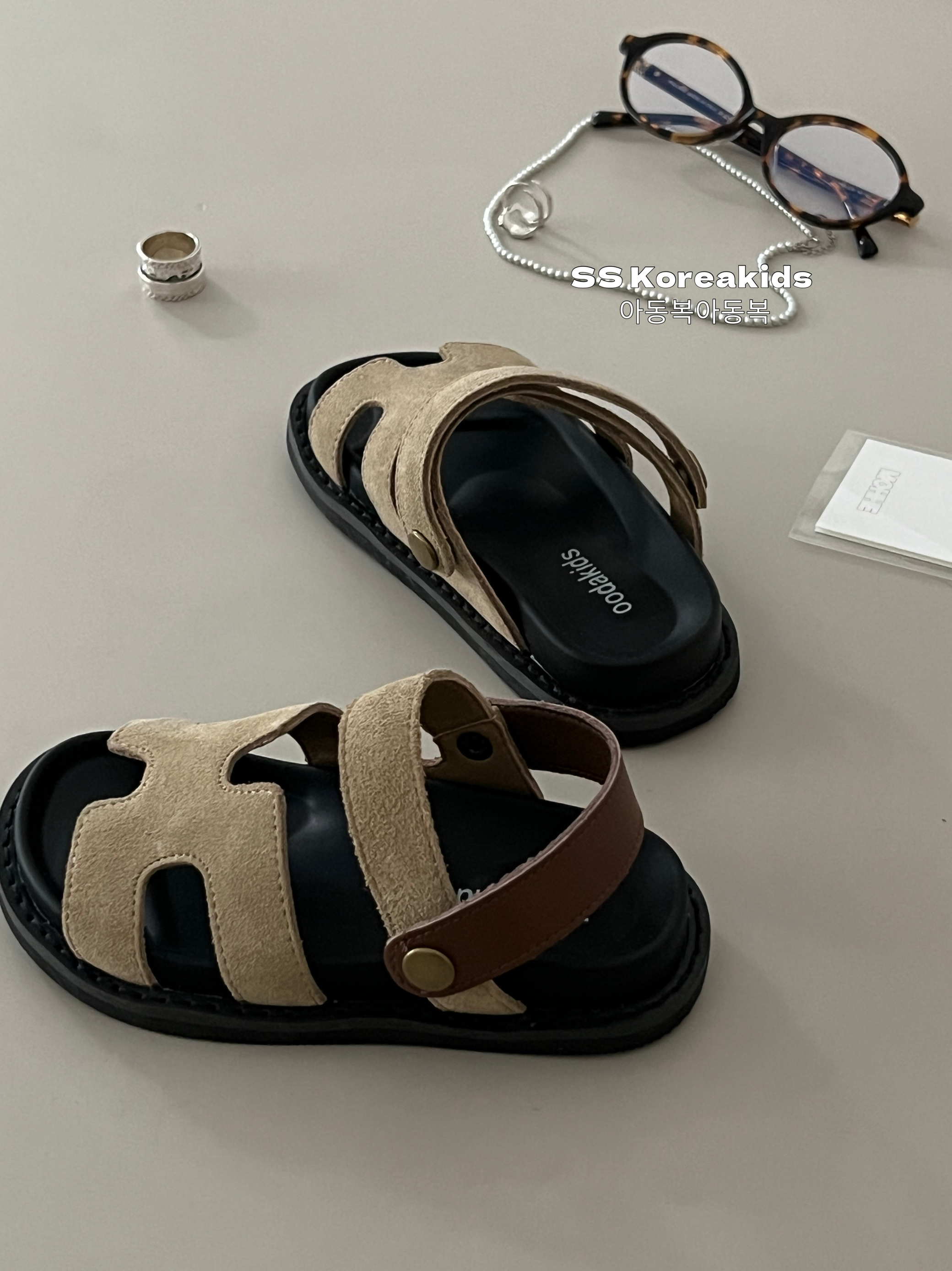 SS高端品牌童鞋儿童凉鞋真皮2024夏季新款男童女童两穿可拆卸拖鞋主图