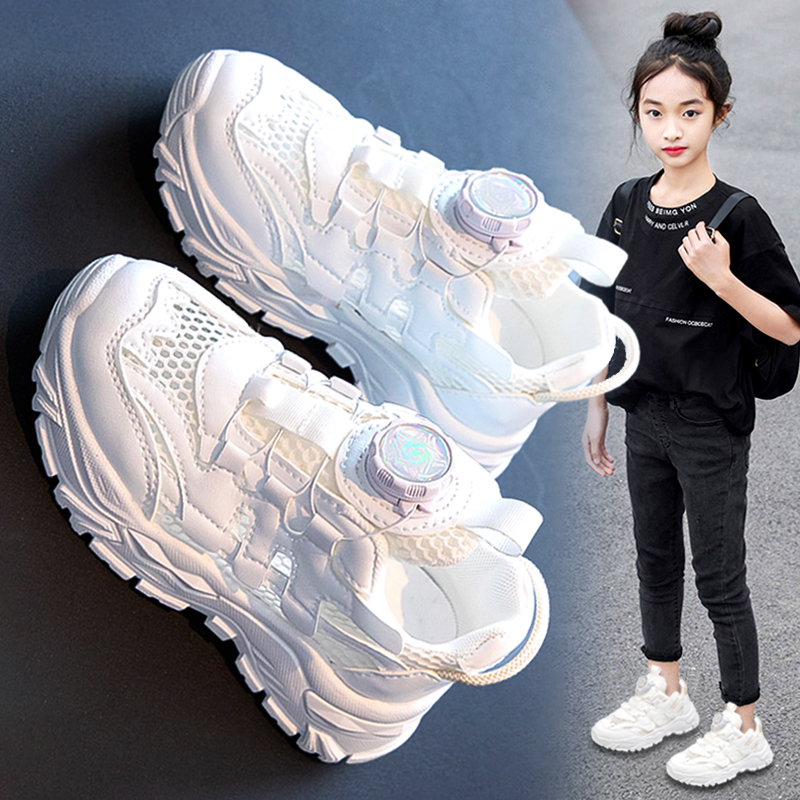女童小白鞋2024夏季新款单网面透气运动儿童鞋软底女孩网鞋中大童主图