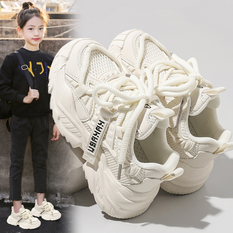 女童运动鞋夏季2024新款儿童老爹鞋女孩网鞋中大童小白鞋网面透气主图