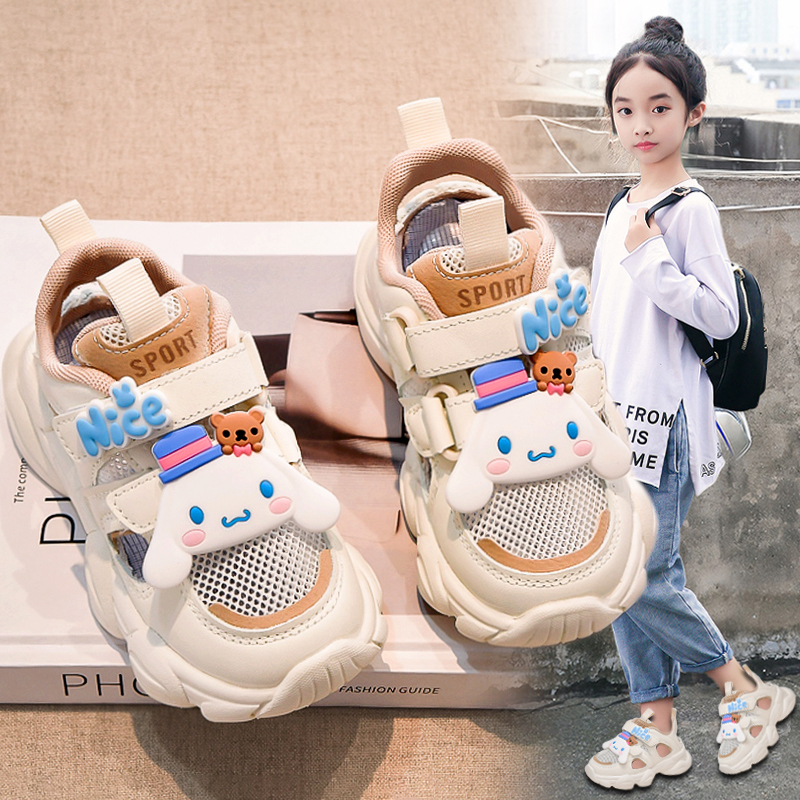 单网女童鞋子2024新款夏季轻便儿童镂空软底运动网鞋女孩卡通透气主图