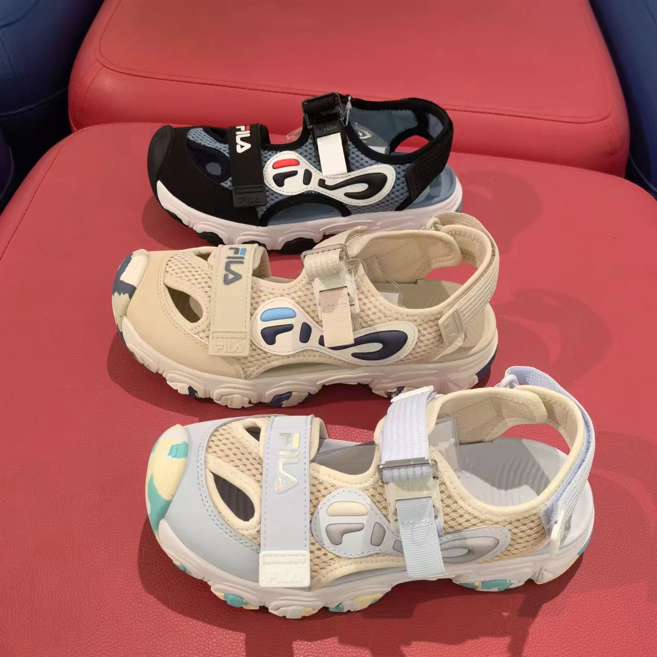 斐乐童鞋正品24年夏季男女大童包头凉鞋透气魔术贴K15B423802主图